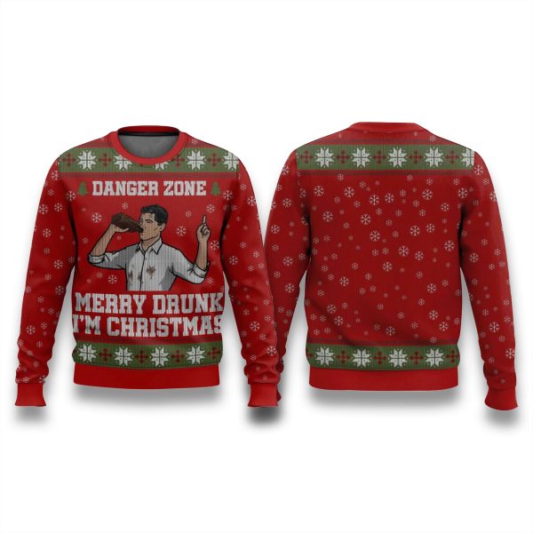 Sterling Archer Merry Drunk Im Christmas Ugly Sweater 1