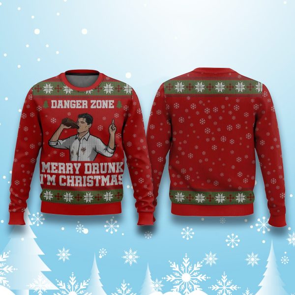 Sterling Archer Merry Drunk Im Christmas Ugly Sweater 2