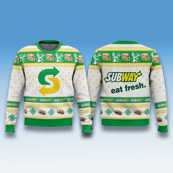 Subway Sandwich Ugly Christmas Sweater 1