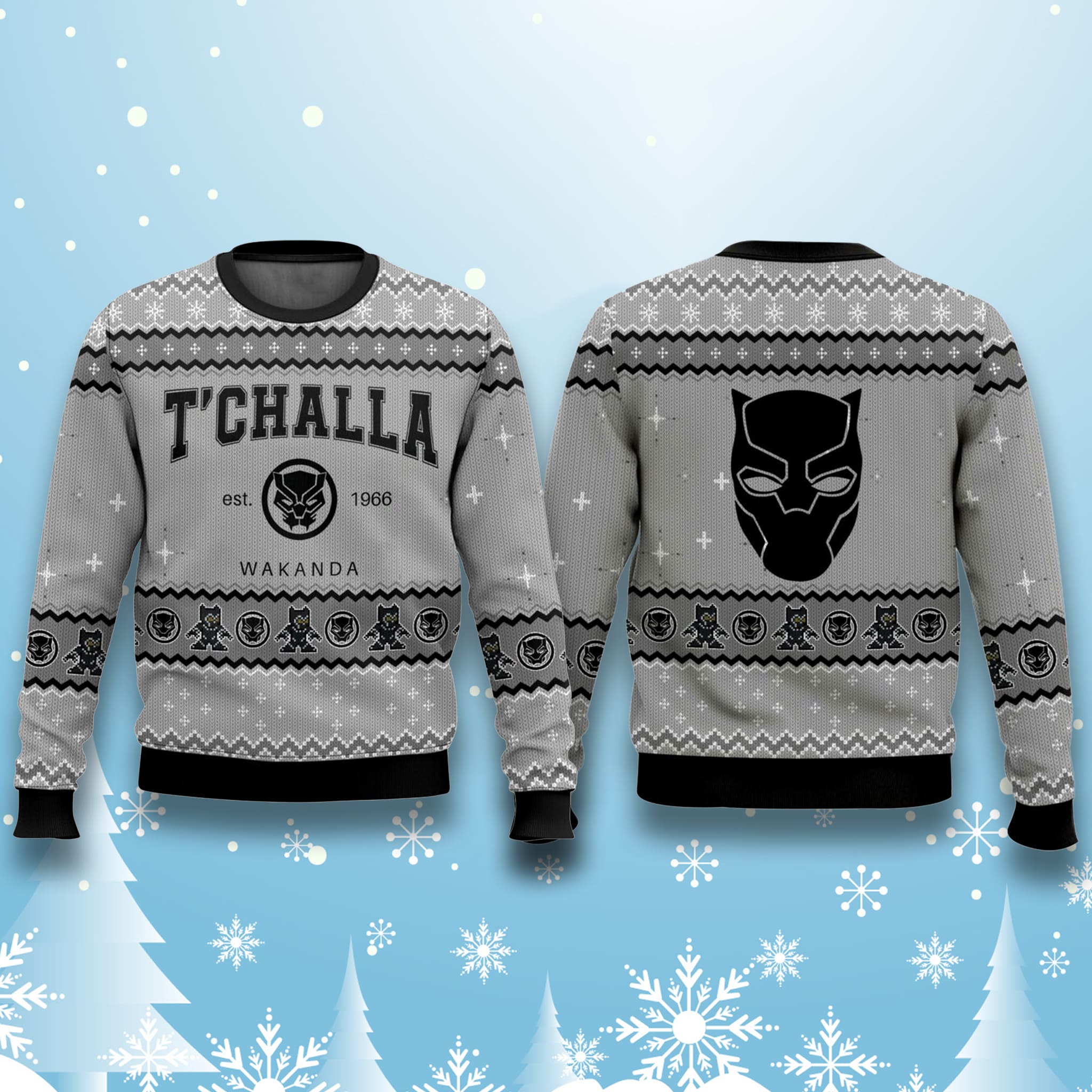 Tchalla Black Panther Ugly Christmas Sweater 2 Tchalla Black Panther Ugly Christmas Sweater 2
