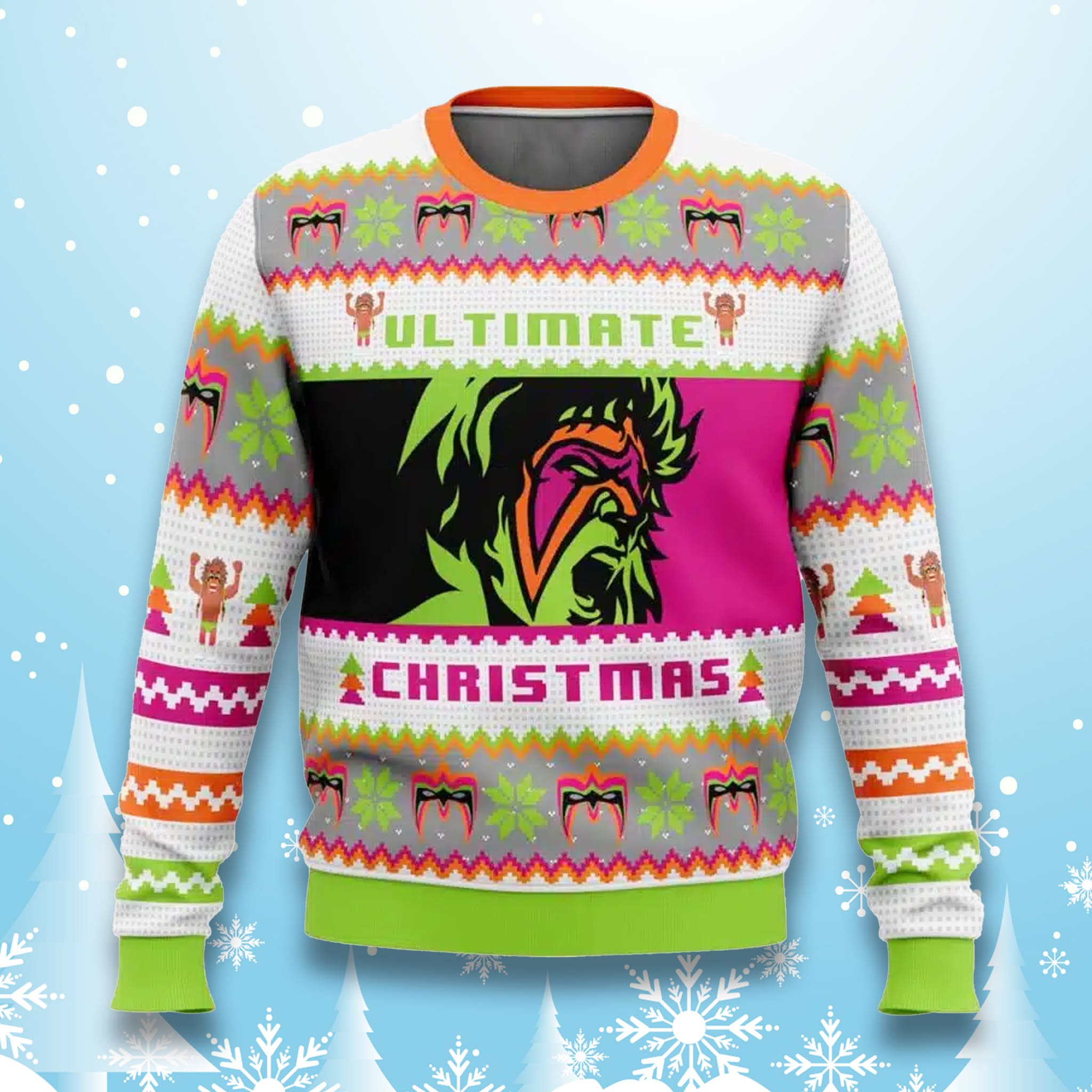 The Ultimate Warrior Ultimate Christmas Ugly Sweater The Ultimate Warrior Ultimate Christmas Ugly Sweater