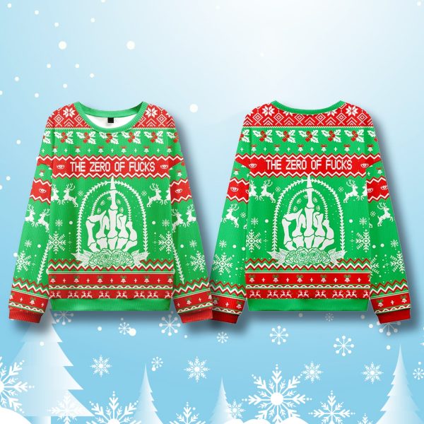 The Zero Of Fucks Tarot Ugly Christmas Sweater 2