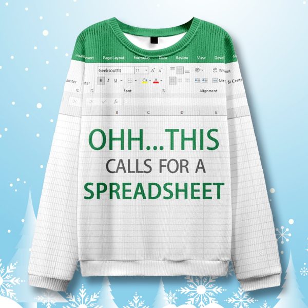 This Calls for a Spreadsheet Funny Excel Ugly Sweater 2