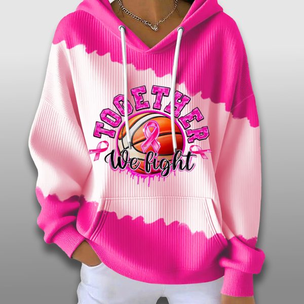 Together We Fight Breast Cancer Basketball Waffle Hoodie