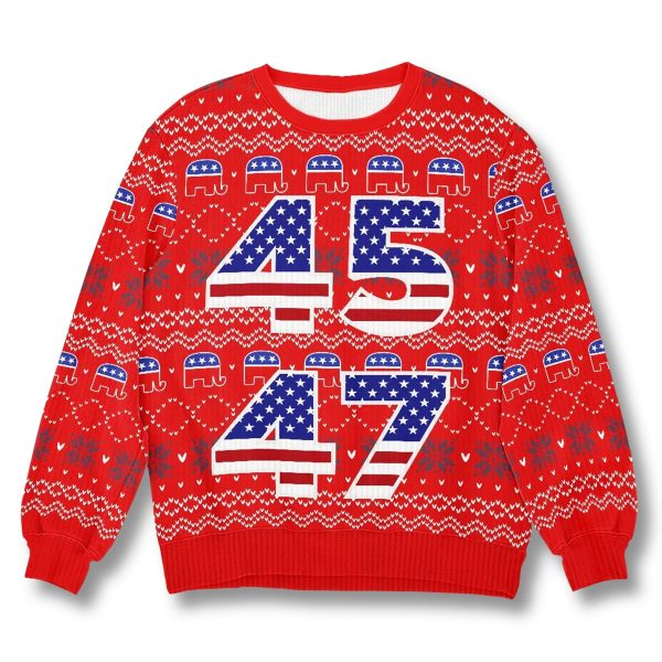 Trump Republican 45 47 Ugly Sweater 1