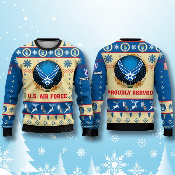 US Air Force Proudly Served Veterans Ugly Sweater 2