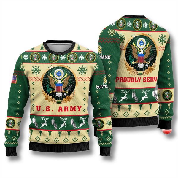 US Army Proudly Served Veterans Ugly Christmas Sweater 1