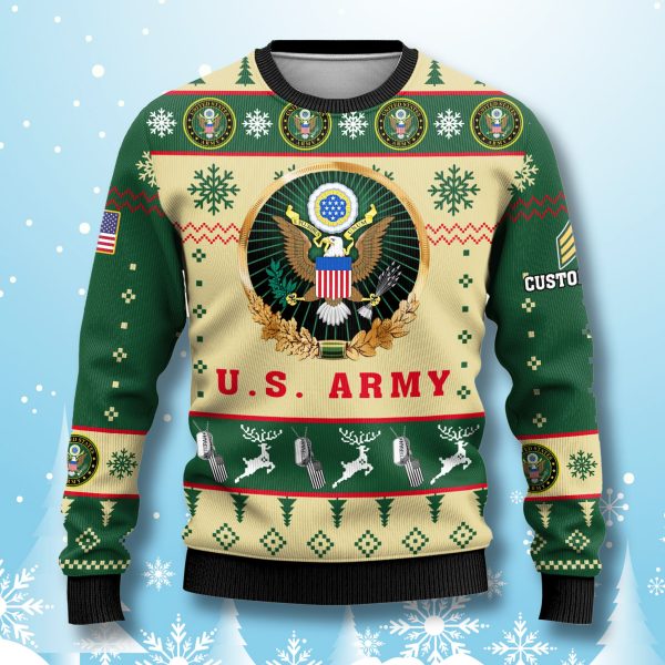 US Army Proudly Served Veterans Ugly Christmas Sweater 2