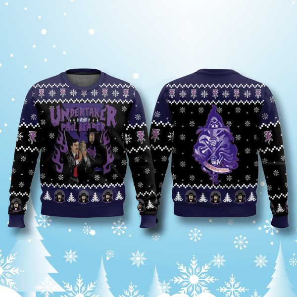 Undertaker and Paul Bearer Ugly Christmas Sweater 1