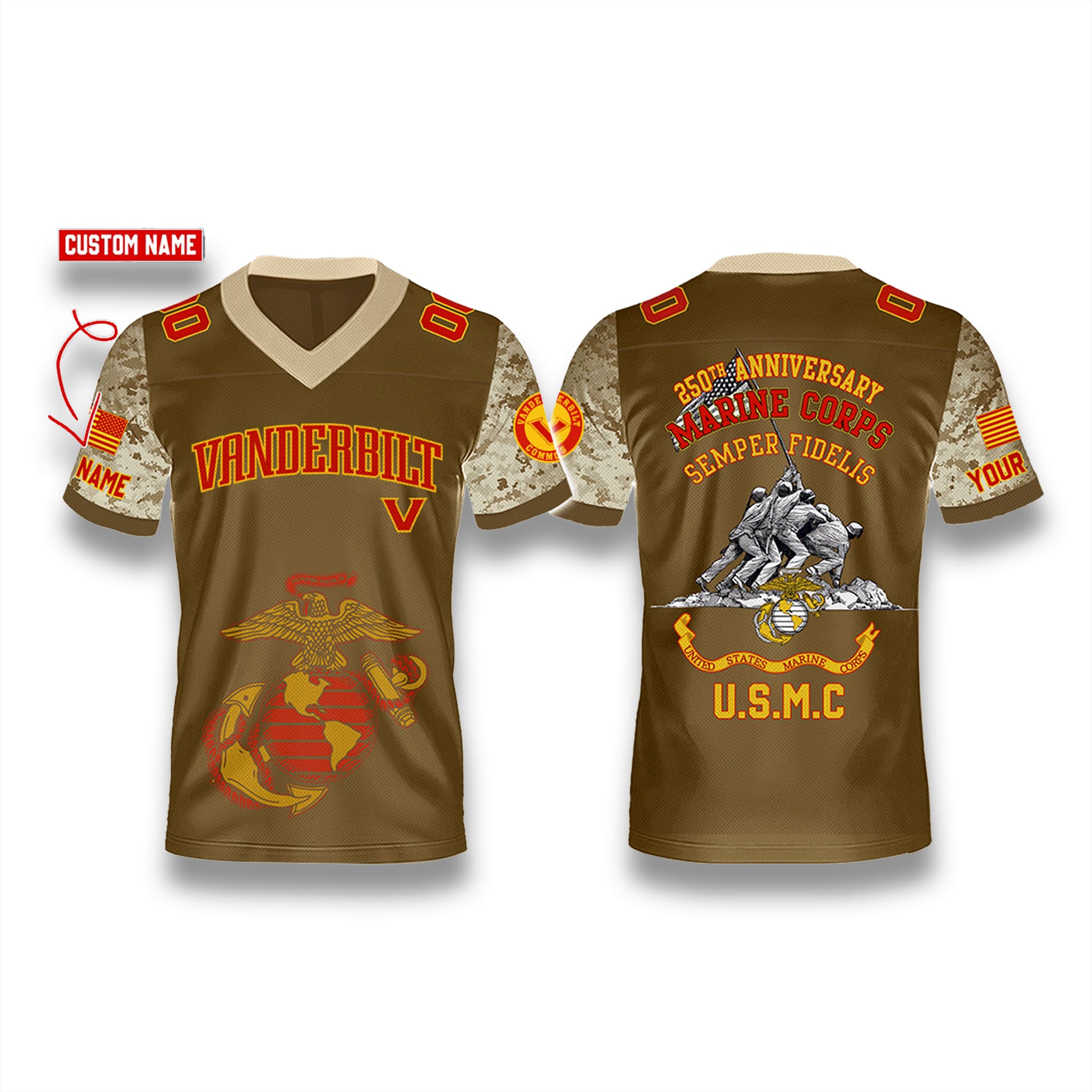 Vanderbilt Commodores Football USMC 250th Birthday Jersey 1 Vanderbilt Commodores Football USMC 250th Birthday Jersey 1