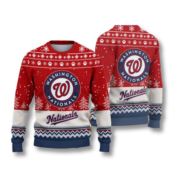 Washington Nationals Vintage Logo Ugly Christmas Sweater 1