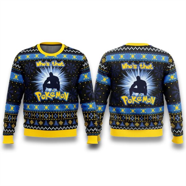 Whos that Pokemon Barry Wood Funny Christmas Ugly Sweater 1