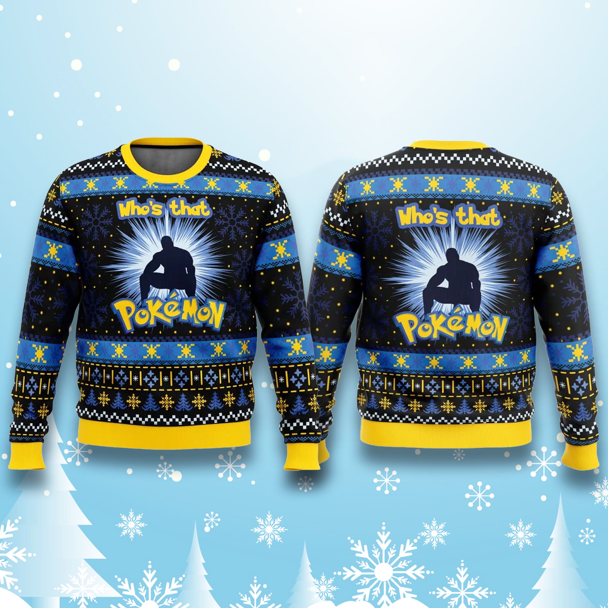 Whos that Pokemon Barry Wood Funny Christmas Ugly Sweater 2 Whos that Pokemon Barry Wood Funny Christmas Ugly Sweater 2