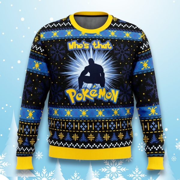 Whos that Pokemon Barry Wood Funny Christmas Ugly Sweater