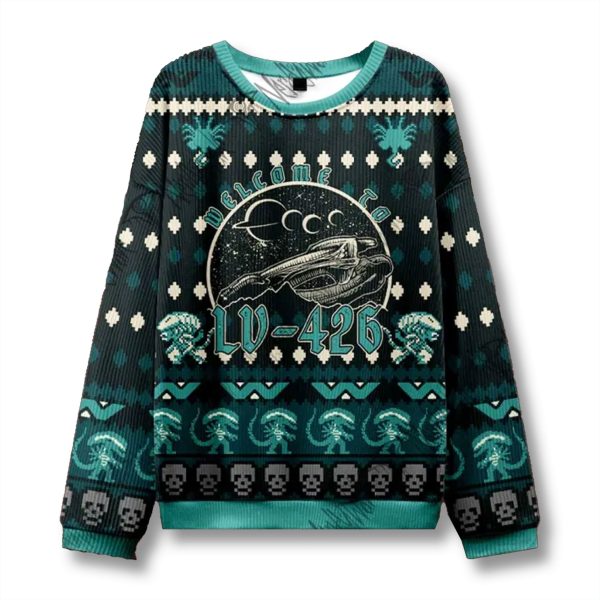 Xenomorph Alien Welcome to LV 426 Ugly Christmas Sweater 1