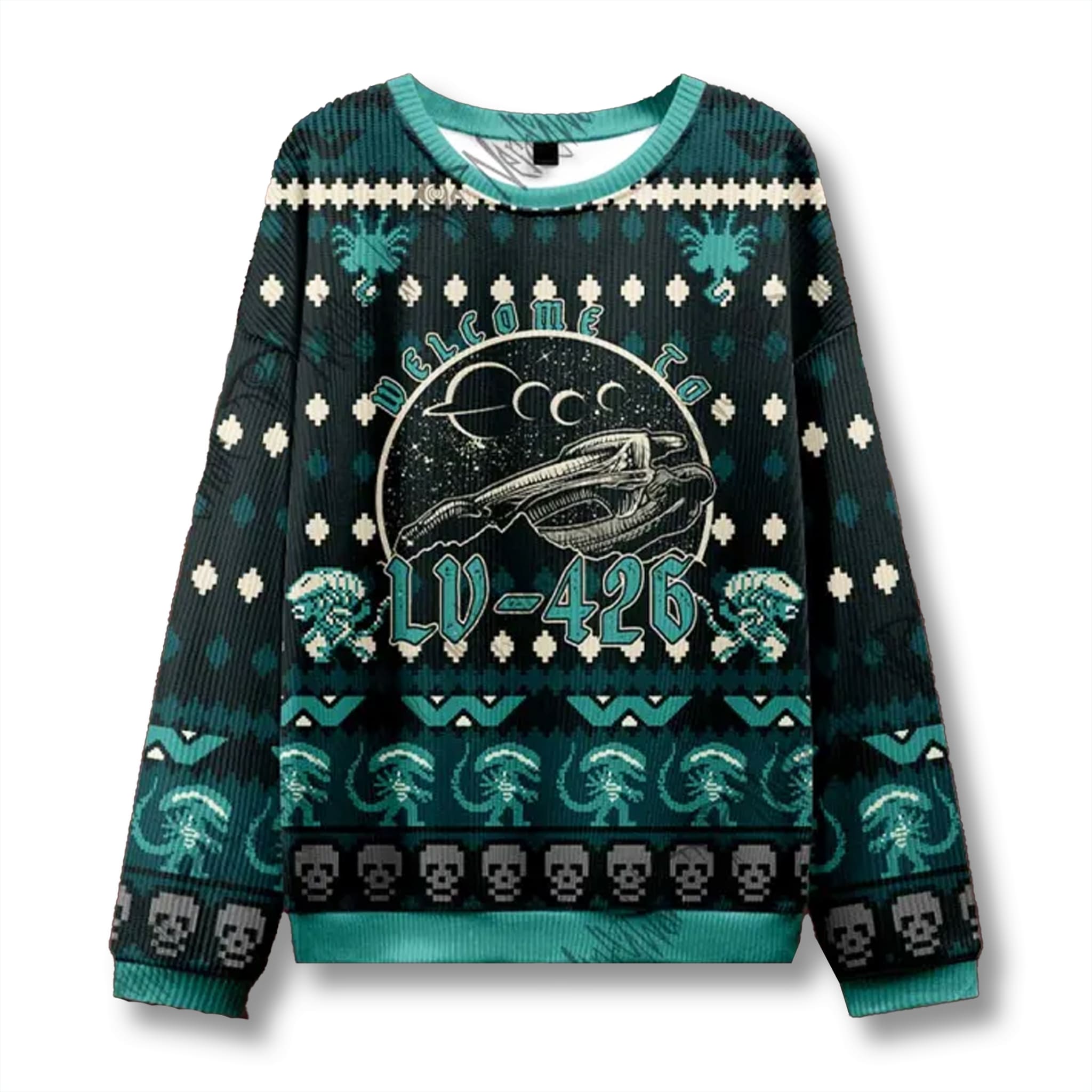 Xenomorph Alien Welcome to LV 426 Ugly Christmas Sweater 1 Xenomorph Alien Welcome to LV 426 Ugly Christmas Sweater 1