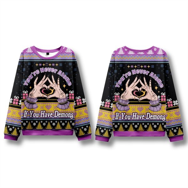 Youre Never Alone If You Have Demons Ugly Christmas Sweater 1