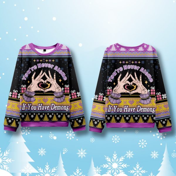 Youre Never Alone If You Have Demons Ugly Christmas Sweater 2