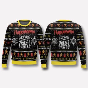 Hulkamania Hulk Hogan Hollywood Christmas Ugly Sweater 1