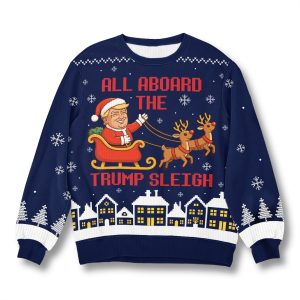 All Board The Trump Sleigh Ugly Christmas Sweater 1