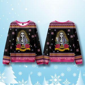Skeleton Blessed And Stressed Ugly Christmas Sweater 1