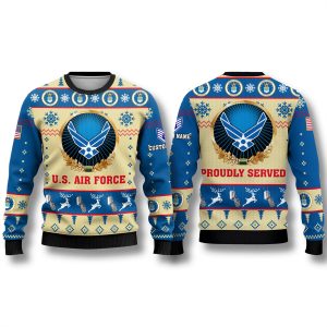 US Air Force Proudly Served Veterans Ugly Sweater 1