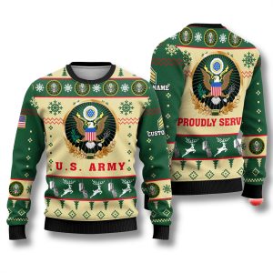 US Army Proudly Served Veterans Ugly Christmas Sweater 1