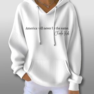 Charlie Kirk America Will Never Be The Same Waffle Hoodie 2