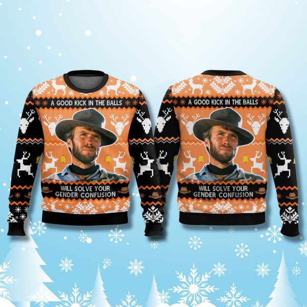A Good Kick In The Balls Dirty Harry Ugly Christmas Sweater 2