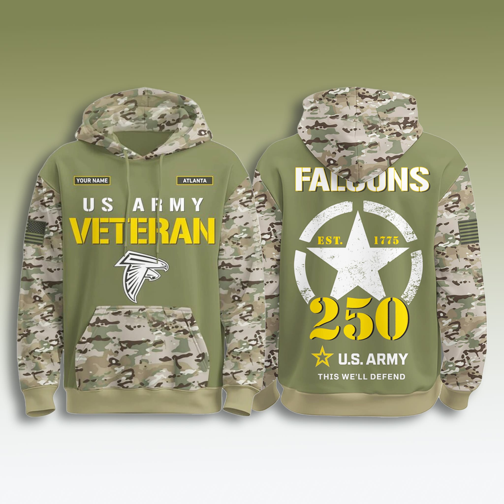 Atlanta Falcons US Army Veteran 250th Birthday Hoodie 2 Atlanta Falcons US Army Veteran 250th Birthday Hoodie 2