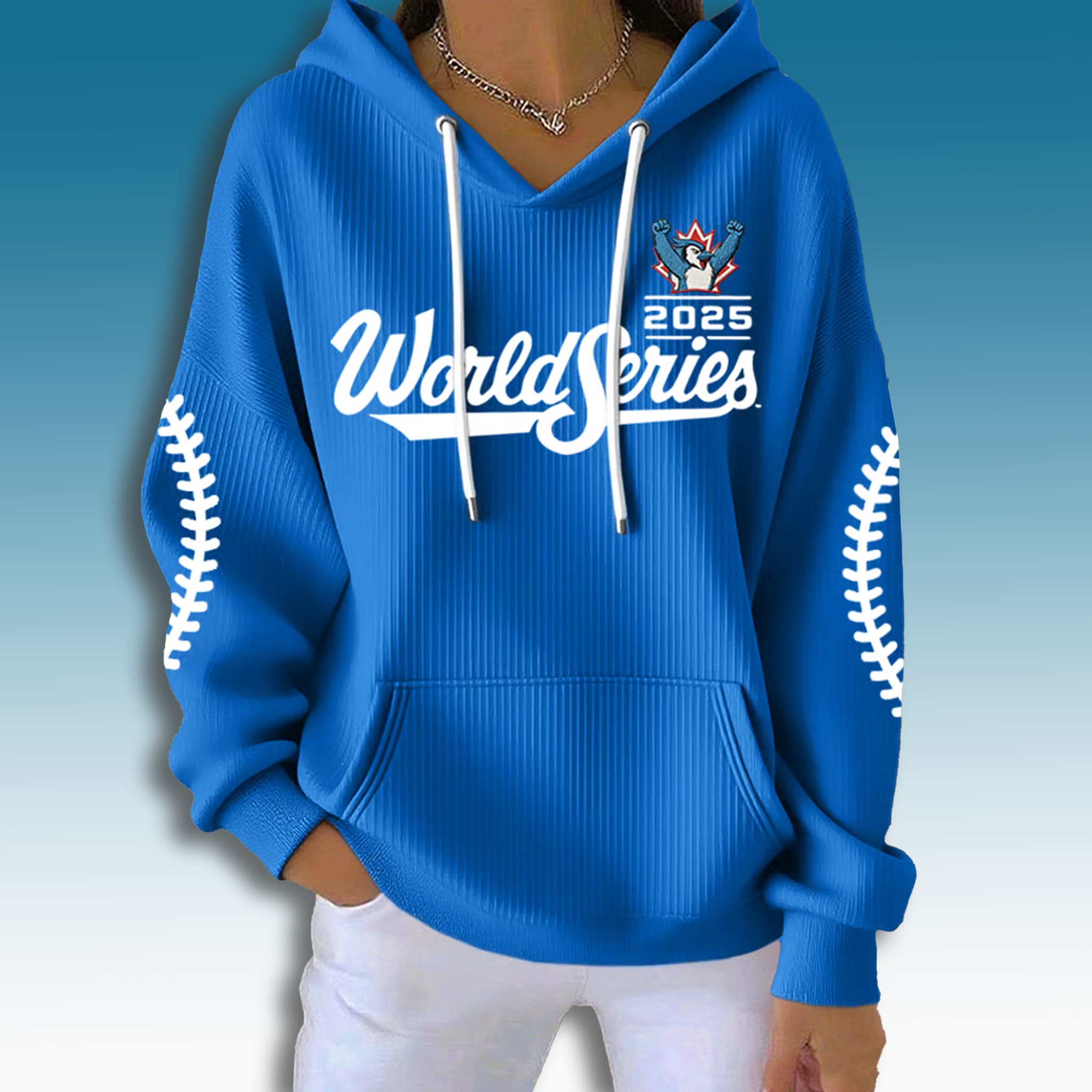 Blue Jays World Series Waffle Hoodie 2025 2 Blue Jays World Series Waffle Hoodie 2025 3