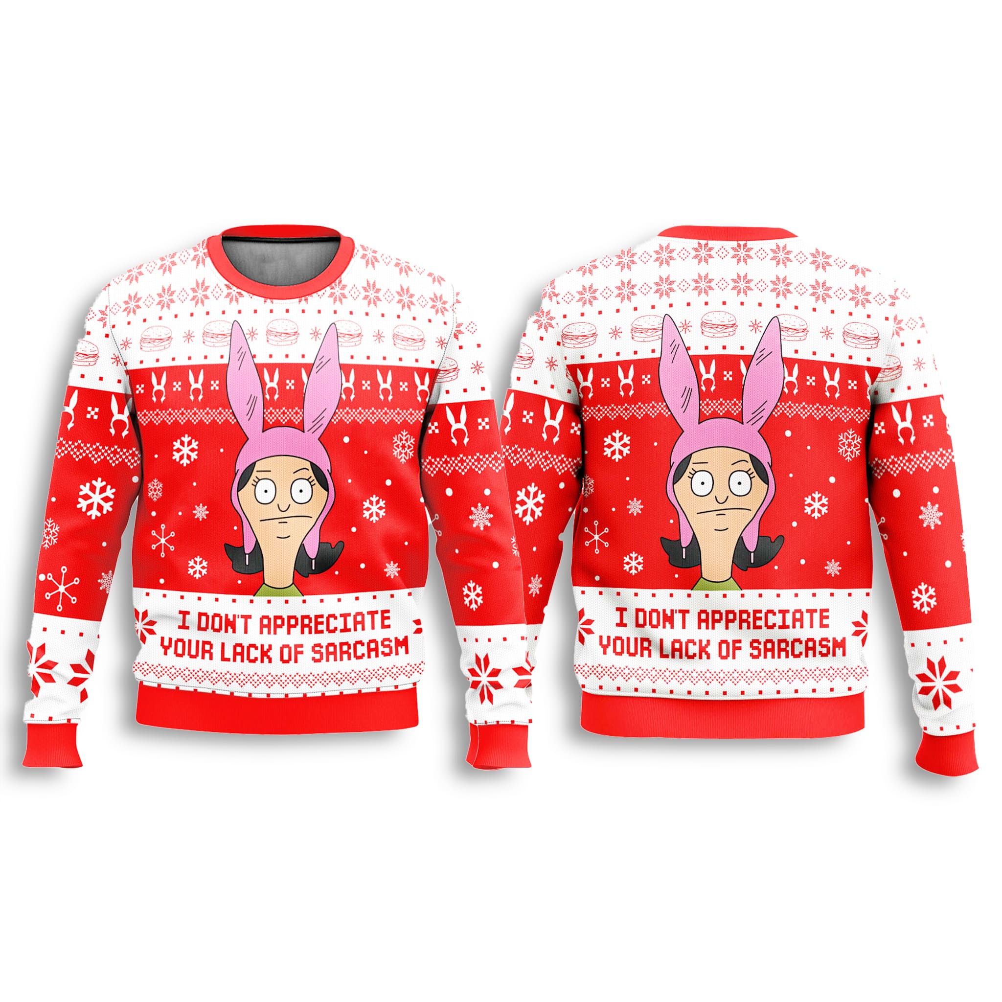 Bobs Burgers I Dont Appreciate Your Lack Of Sarcasm Ugly Sweater 1 Bobs Burgers I Dont Appreciate Your Lack Of Sarcasm Ugly Sweater 1