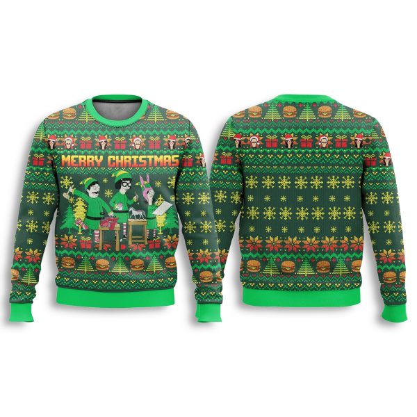 Bobs Burgers Merry Christmas Green Ugly Sweater 2