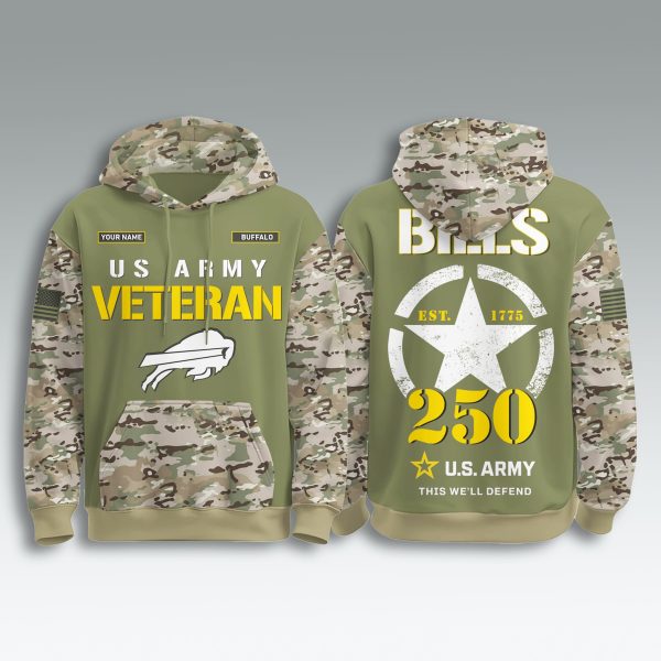 Buffalo Bills US Army Veteran 250th Birthday Hoodie 2