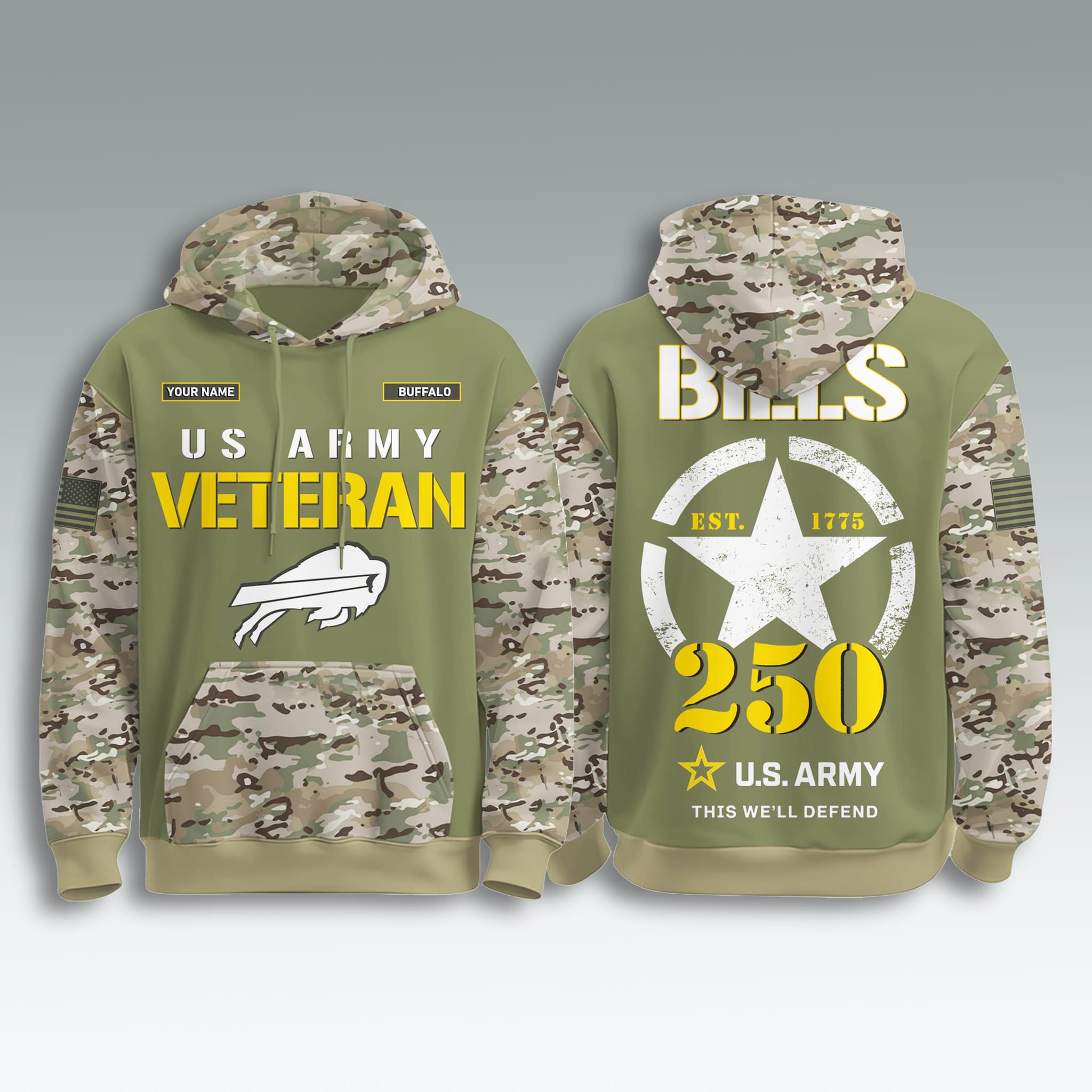 Buffalo Bills US Army Veteran 250th Birthday Hoodie 2 Buffalo Bills US Army Veteran 250th Birthday Hoodie 2