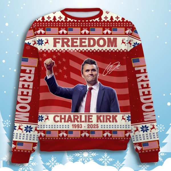 Charlie Kirk Freedom USA Flag Ugly Sweater 3
