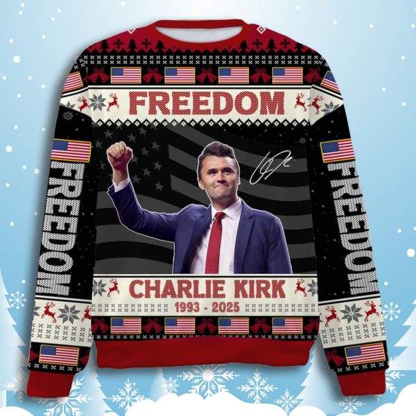 Charlie Kirk Freedom USA Flag Ugly Sweater