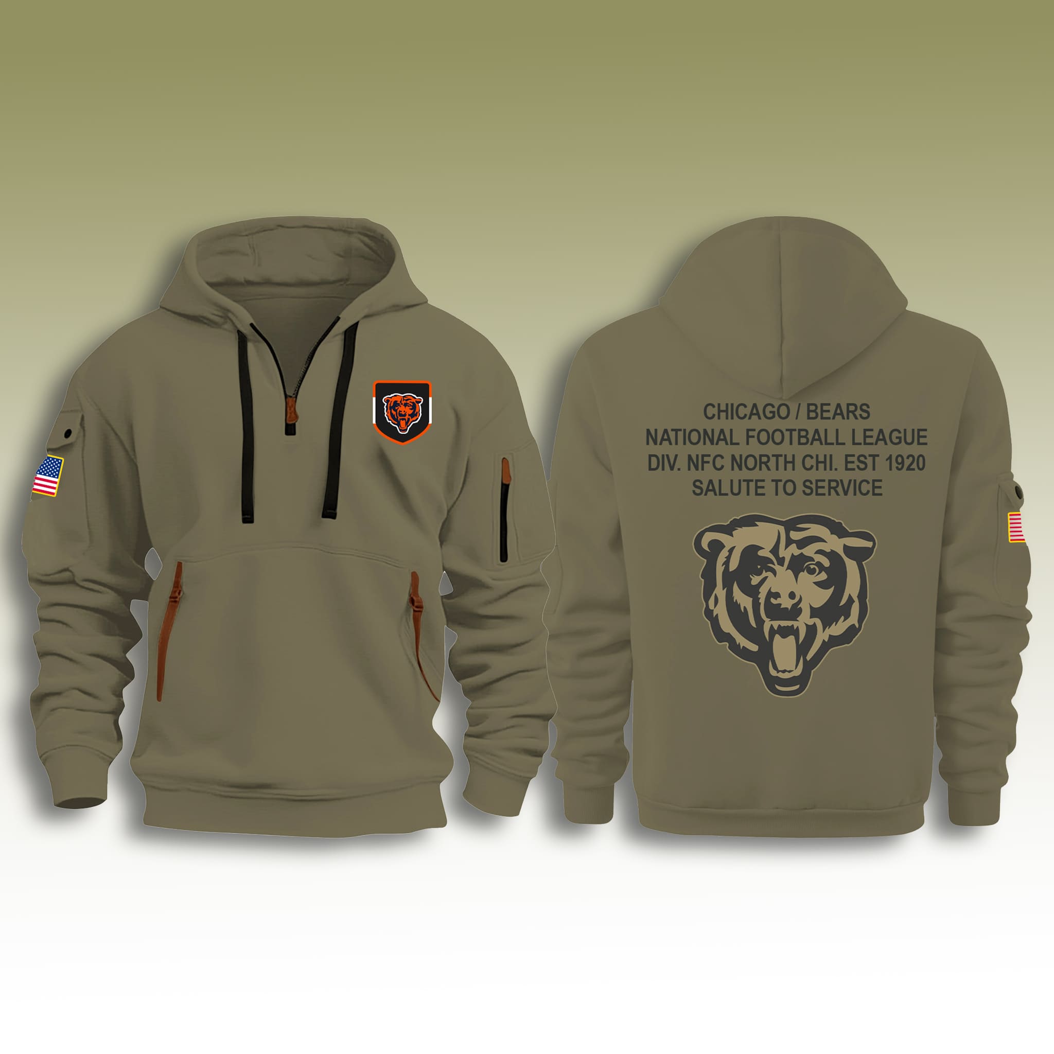 Chicago Bears Salute To Service Quarter Zip Hoodie 2025 2 Chicago Bears Salute To Service Quarter Zip Hoodie 2025 2