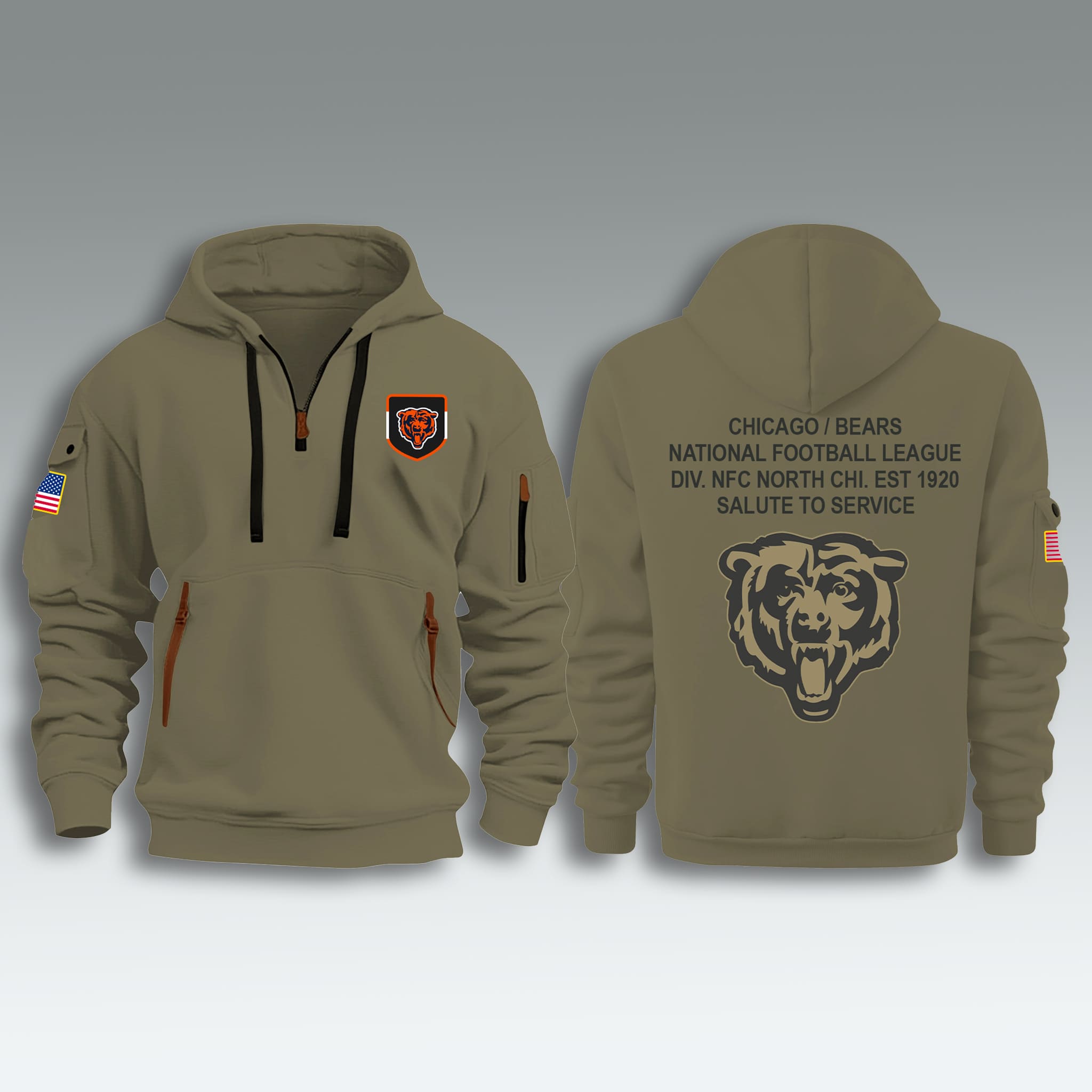 Bears Salute To Service Quarter Zip Hoodie 2025 2 Chicago Bears Salute To Service Quarter Zip Hoodie 2025