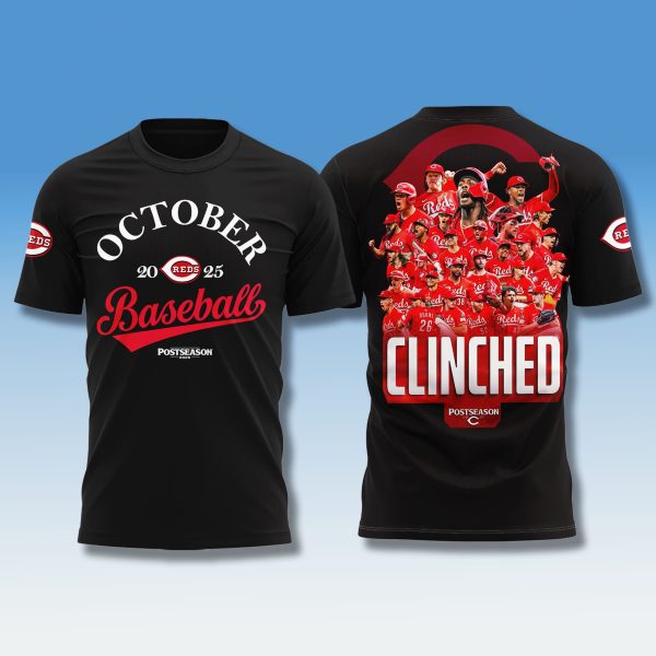 Cincinnati Reds October Baseball 2025 Clinched Shirt 1