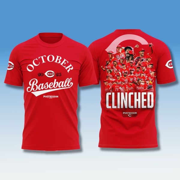 Cincinnati Reds October Baseball 2025 Clinched Shirt