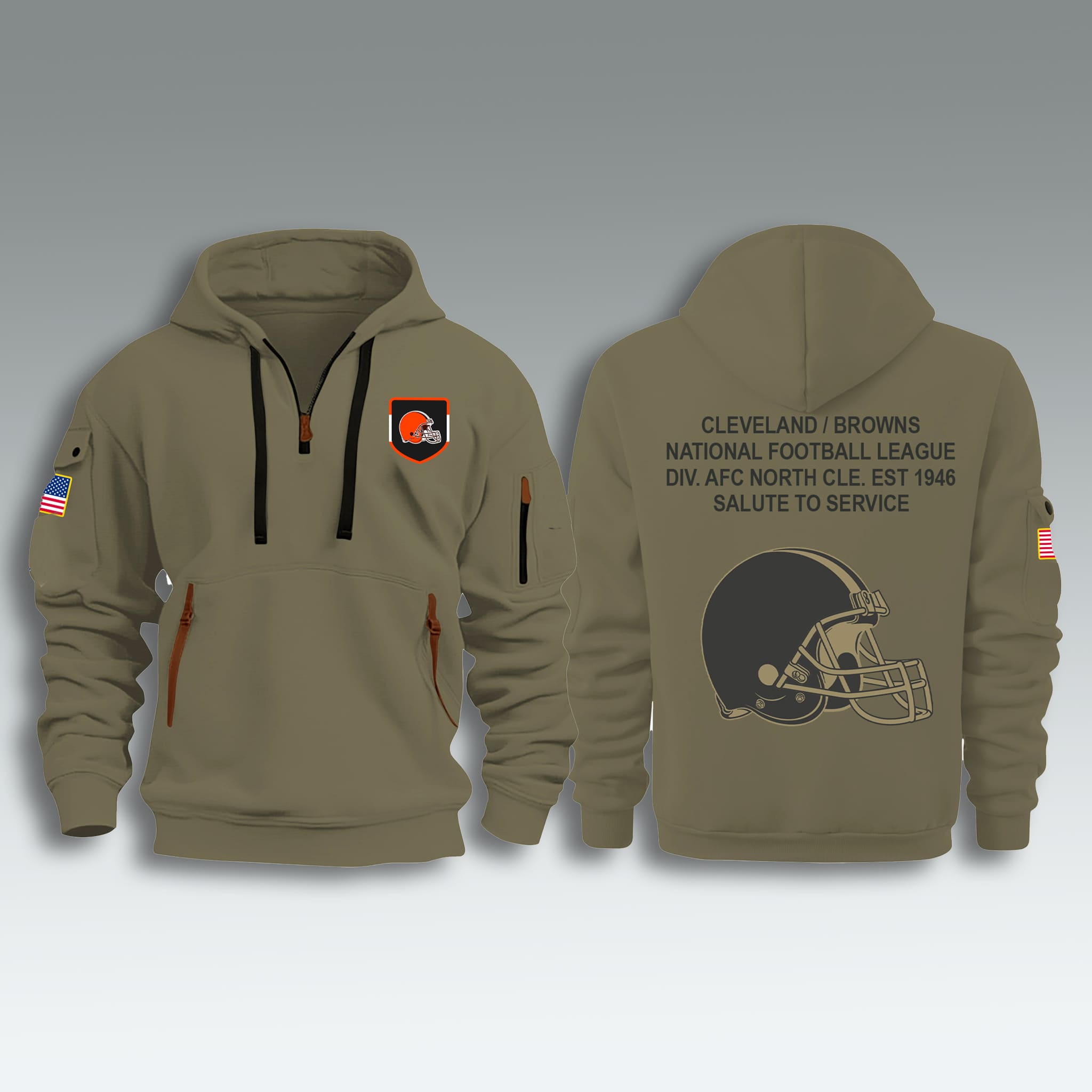 Cleveland Browns Salute To Service Quarter Zip Hoodie 2025 Cleveland Browns Salute To Service Quarter Zip Hoodie 2025
