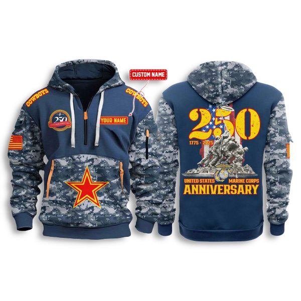 Cowboys US Marine Corps 250th Anniversary Zip Hoodie 1