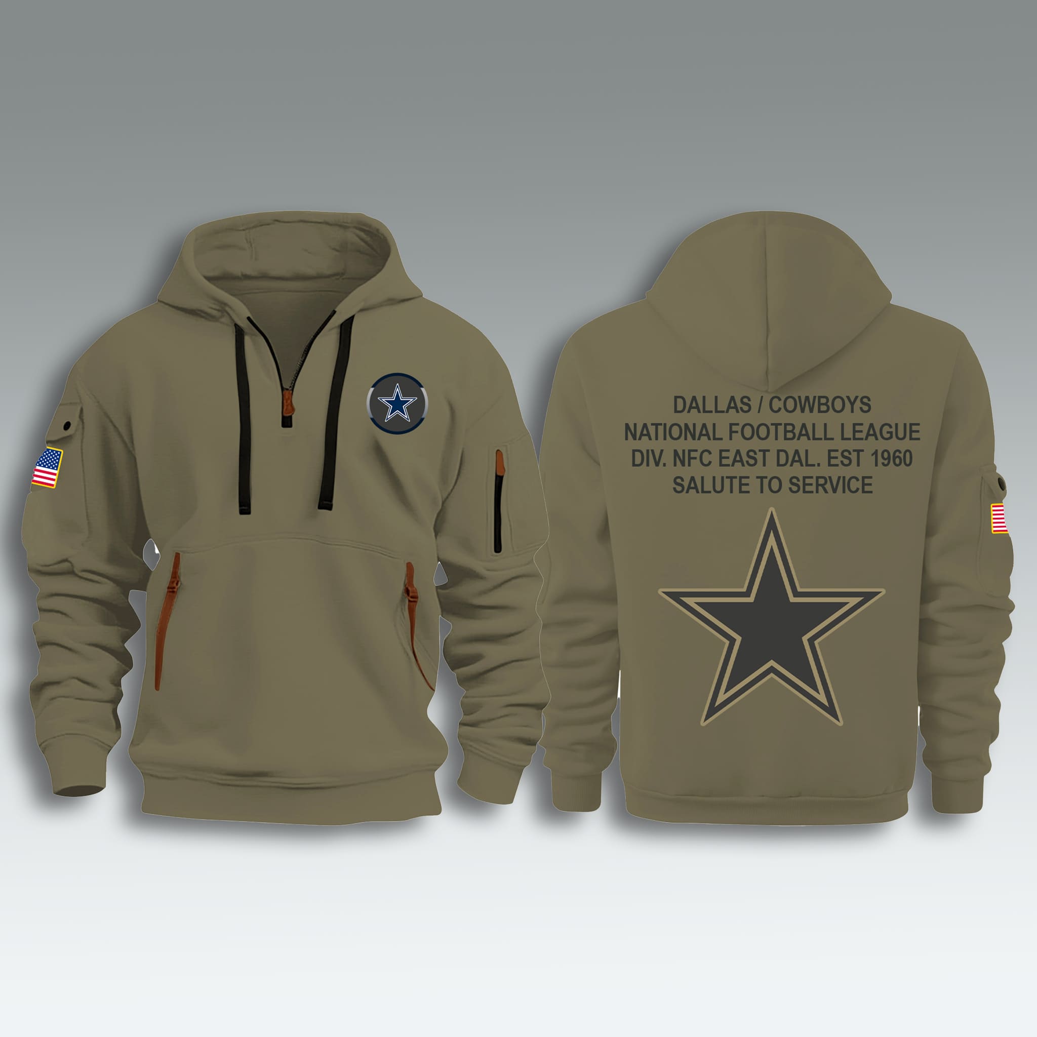 Cowboys Salute To Service Quarter Zip Hoodie 2025 1 Dallas Cowboys Salute To Service Quarter Zip Hoodie 2025 2