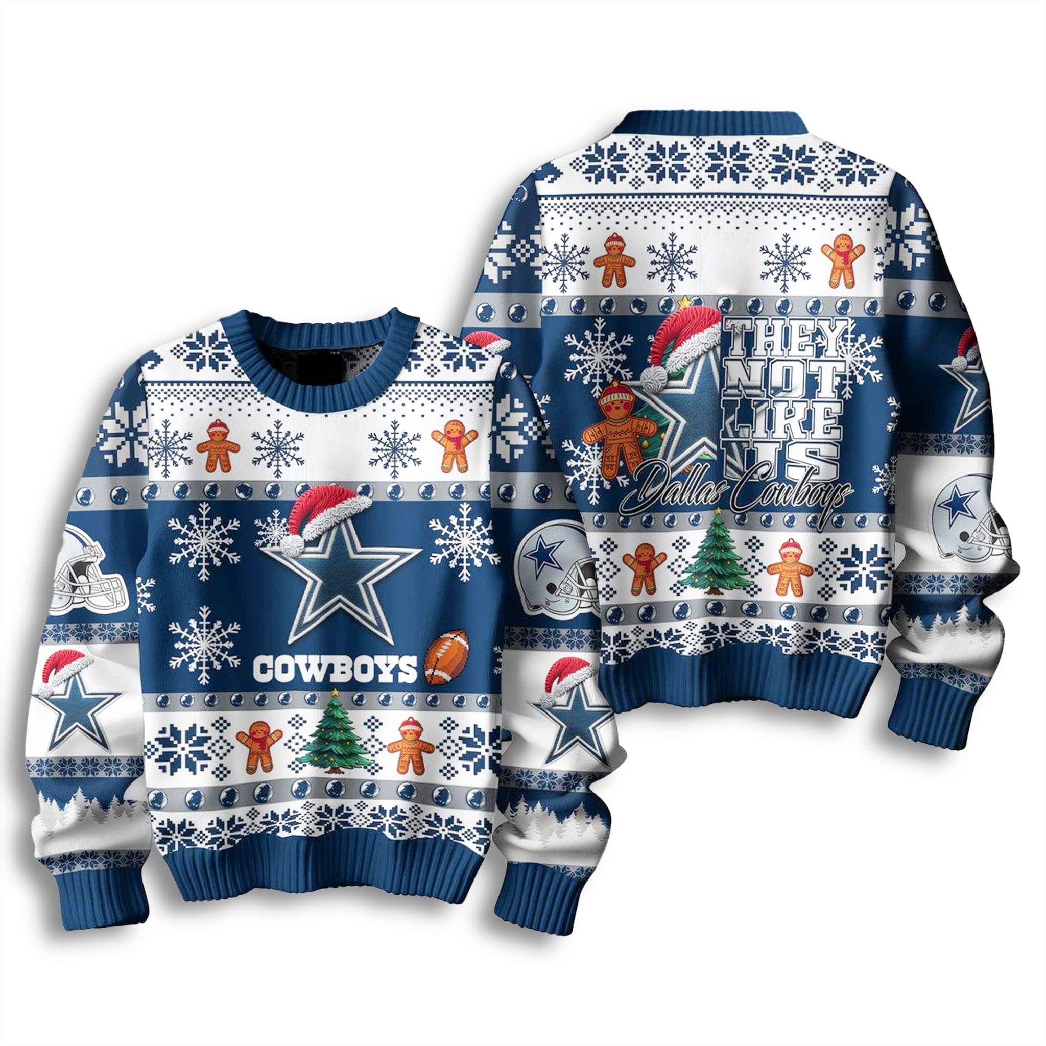 Cowboys They Not Like Us Christmas Ugly Sweater 2 Dallas Cowboys They Not Like Us Christmas Ugly Sweater 3