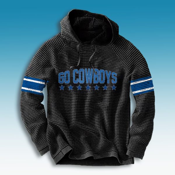 Dallas Football Go Cowboys Waffle Hoodie 2