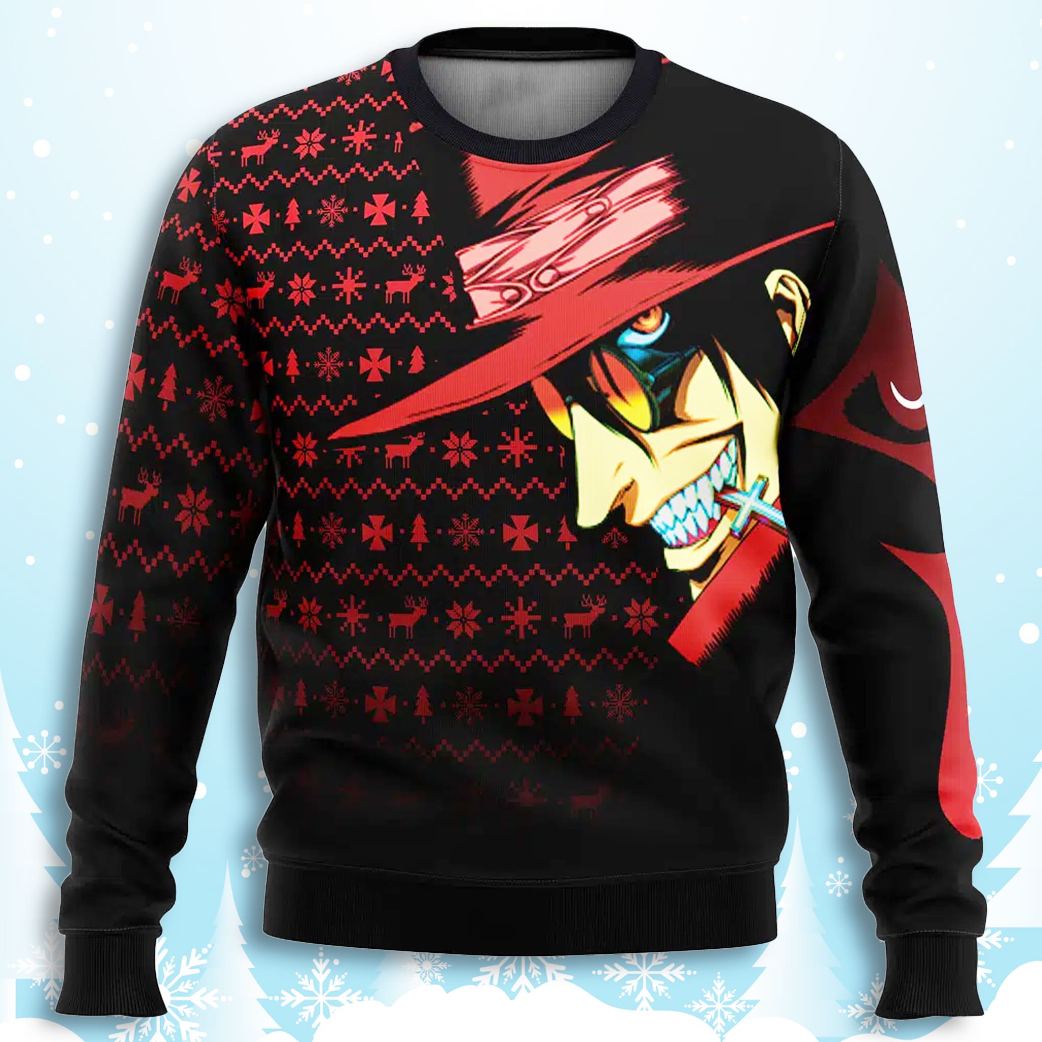 Dark Fanstasy Hellsing Alucard Ugly Christmas Sweater Dark Fanstasy Hellsing Alucard Ugly Christmas Sweater