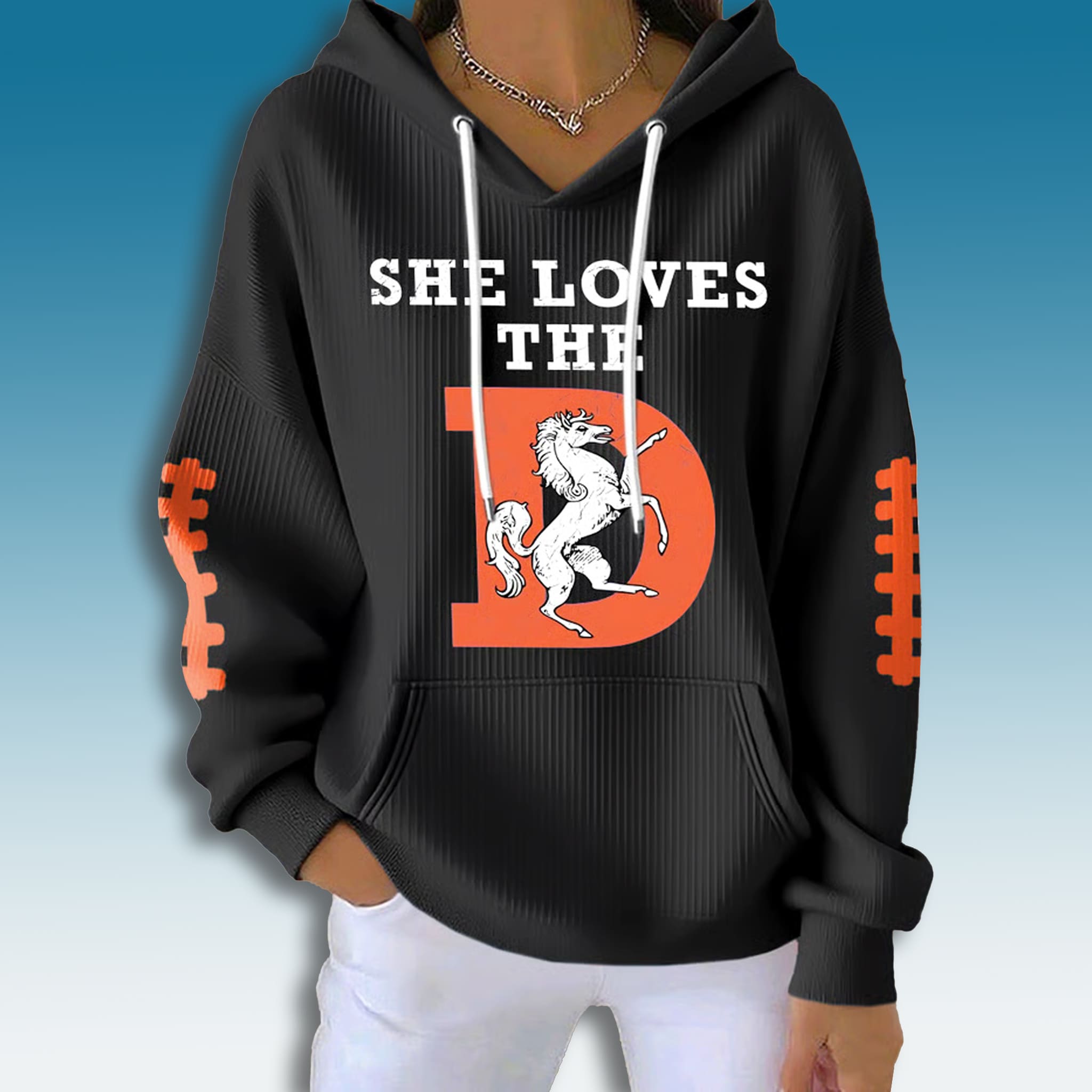 Broncos She Loves The D Waffle Hoodie 1 Denver Broncos She Loves The D Waffle Hoodie 2