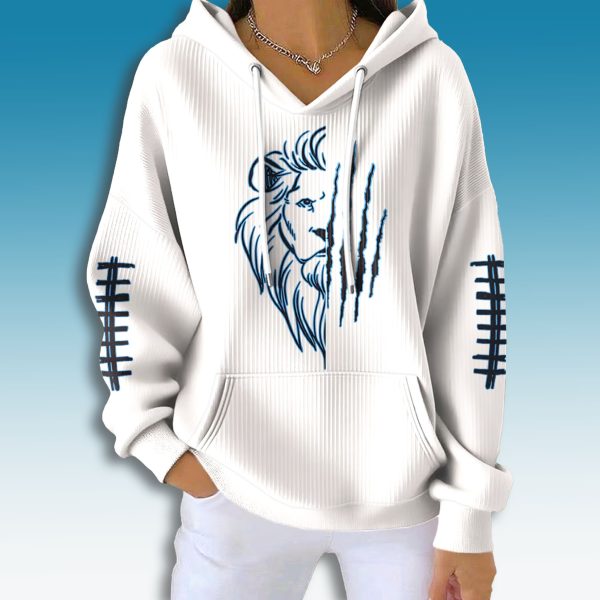 Detroit Football Lion Half Face Waffle Hoodie
