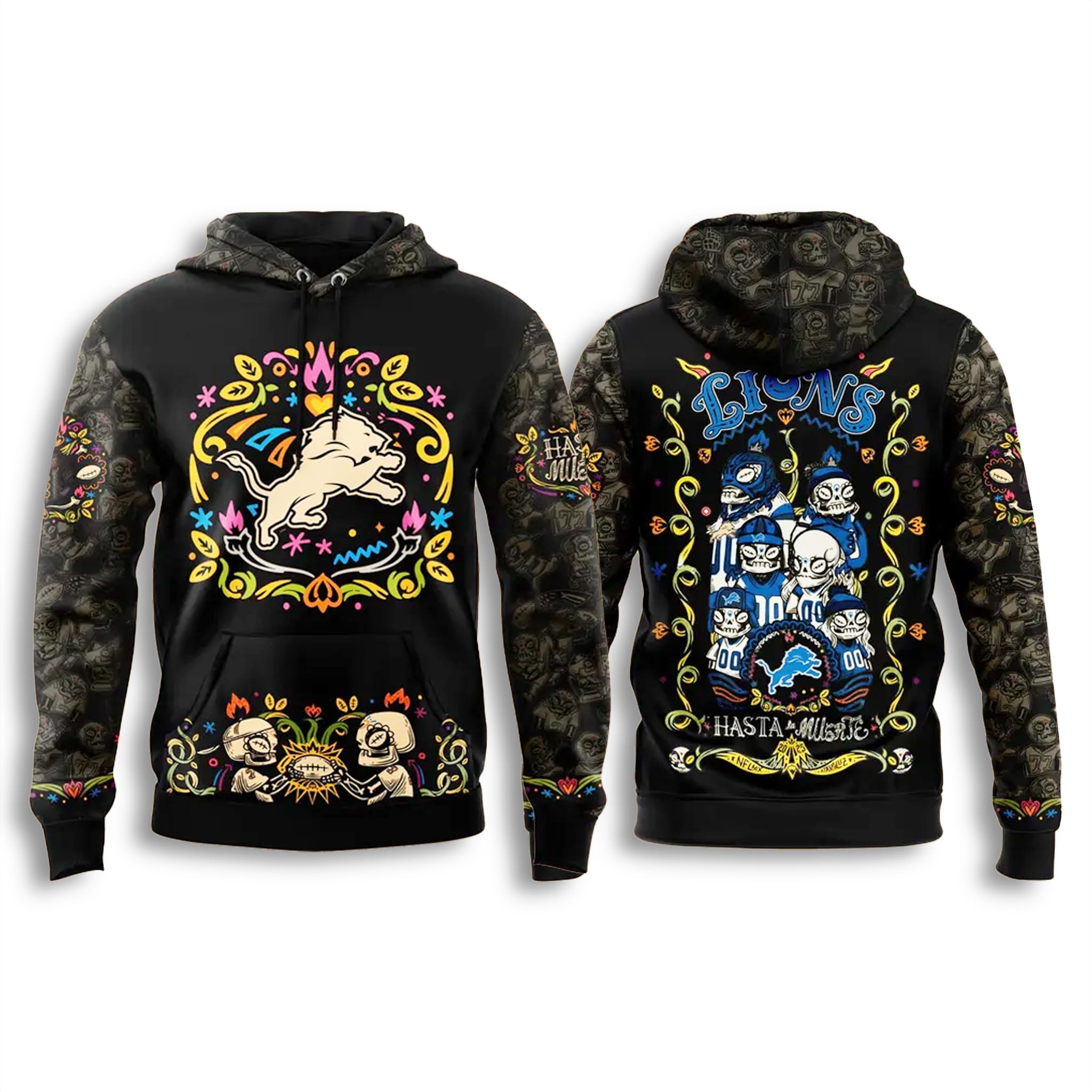 Detroit Lions 2025 Hasta La Muerte 2025 Hoodie Detroit Lions 2025 Hasta La Muerte 2025 Hoodie